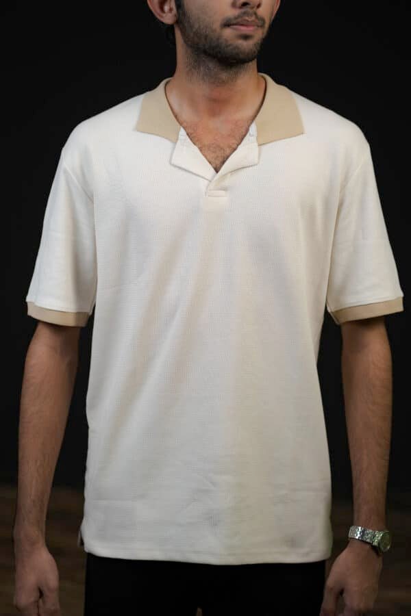 Impresso Classic Cuban Collar Polo (Cream) - Image 2